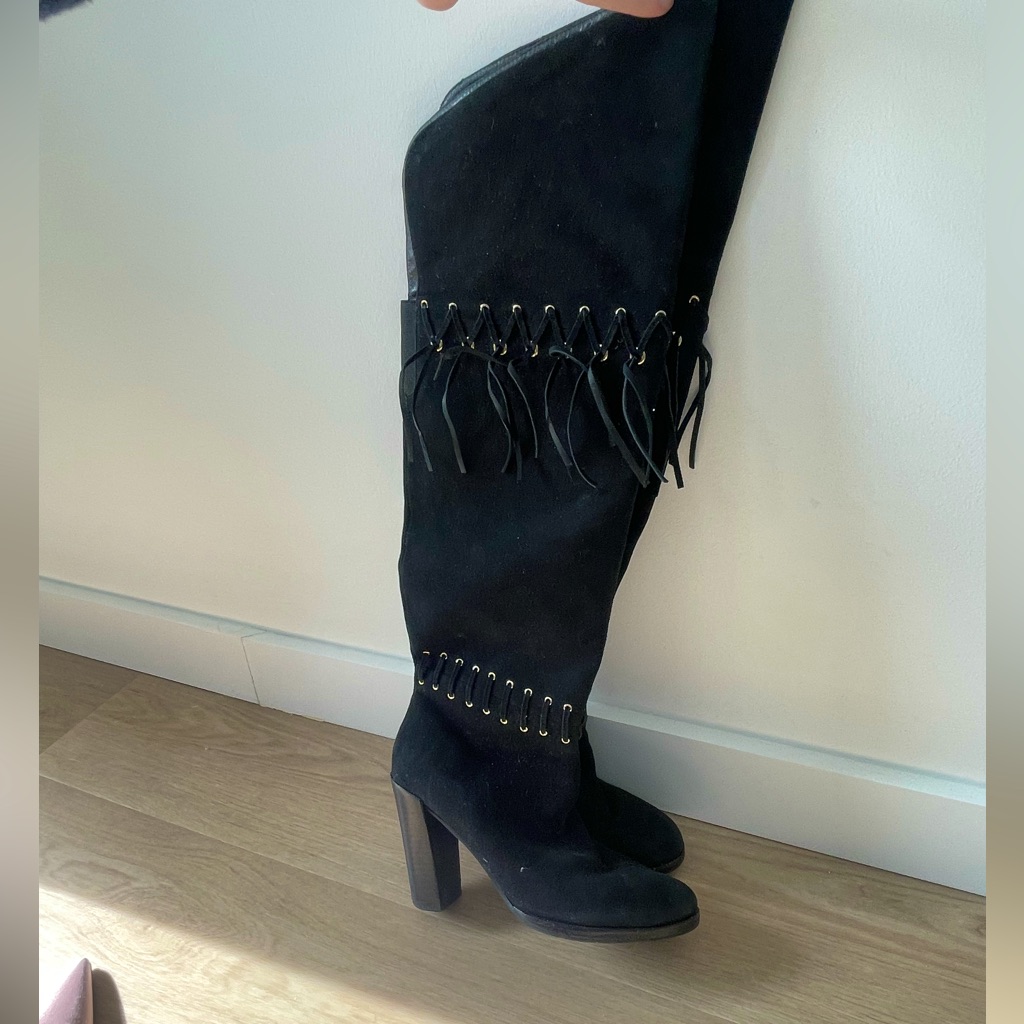 Rebecca Minkoff Black Fringe Boots